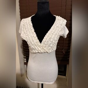 Y2K White Ruched V-Neck Top